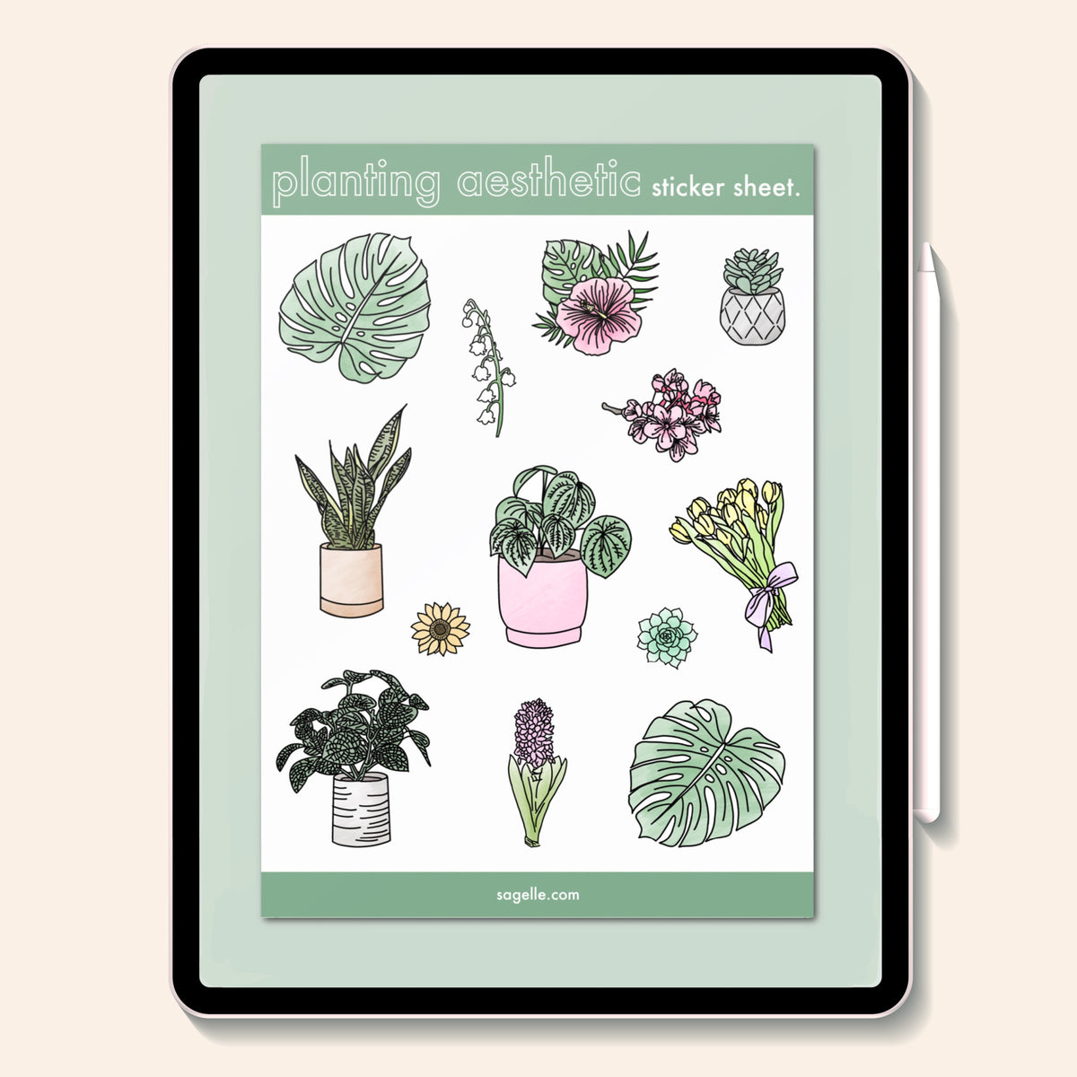 planting aesthetic sticker sheet
