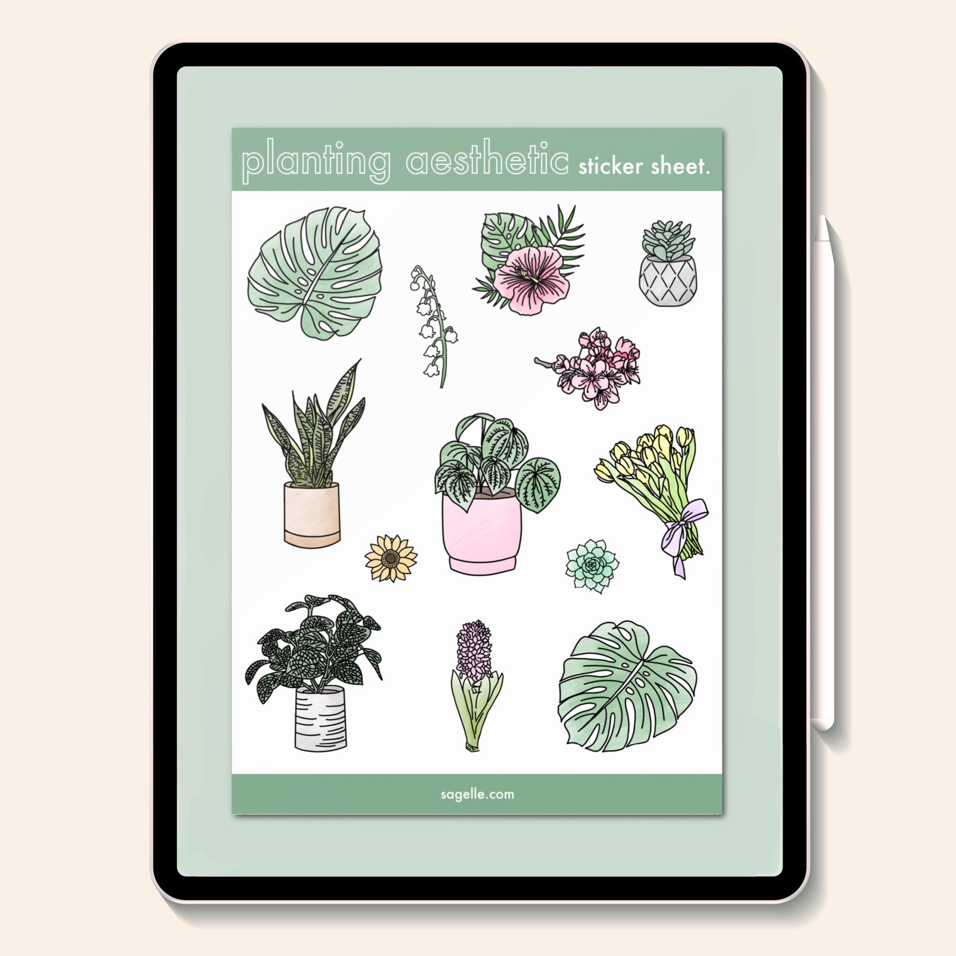 planting aesthetic sticker sheet