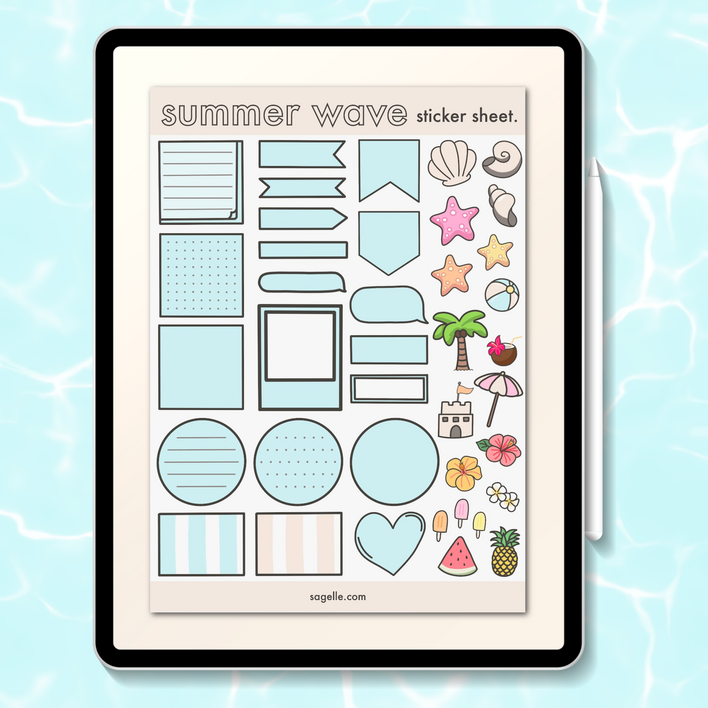 summer wave sticker sheet. - sagelle.