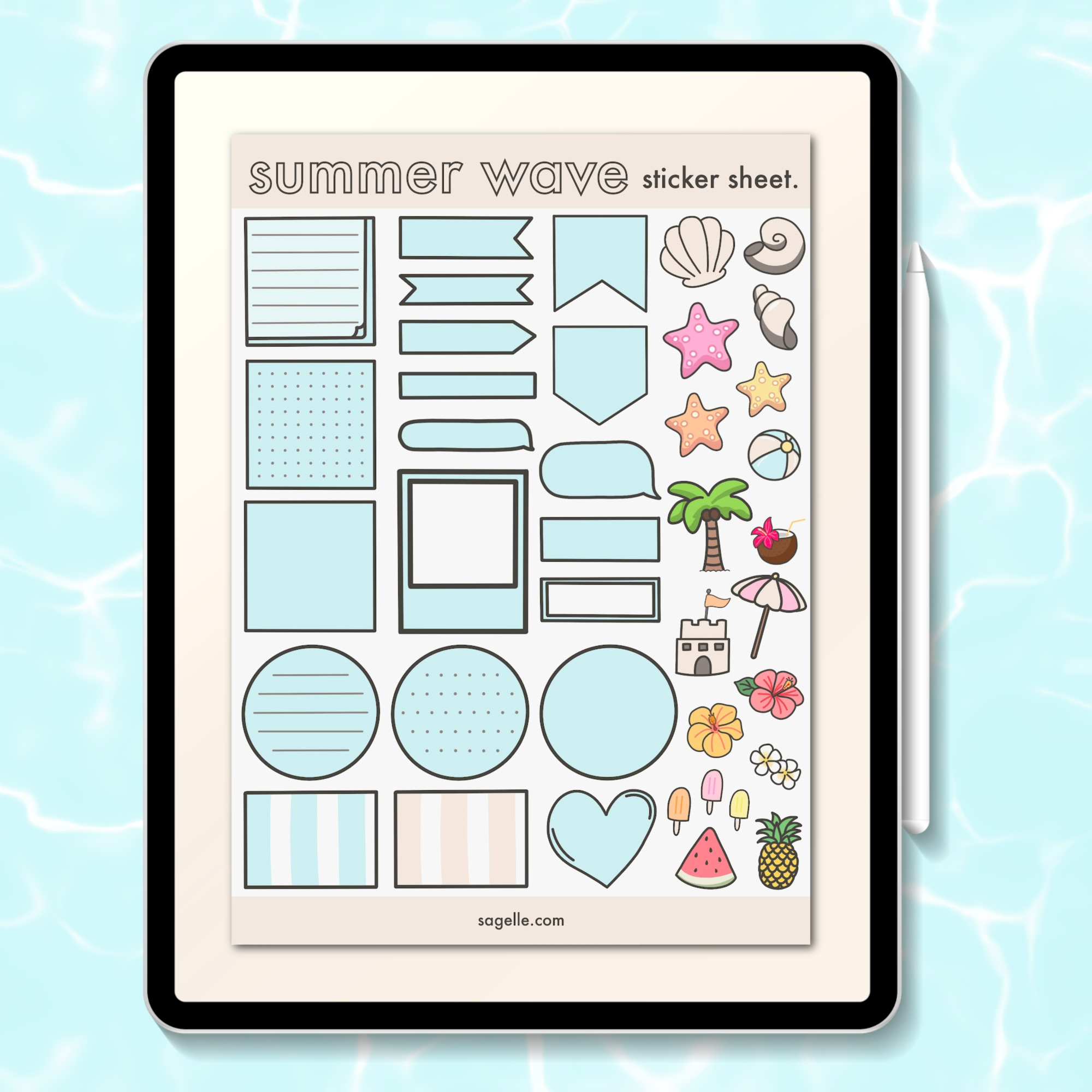 summer wave sticker sheet. - sagelle.