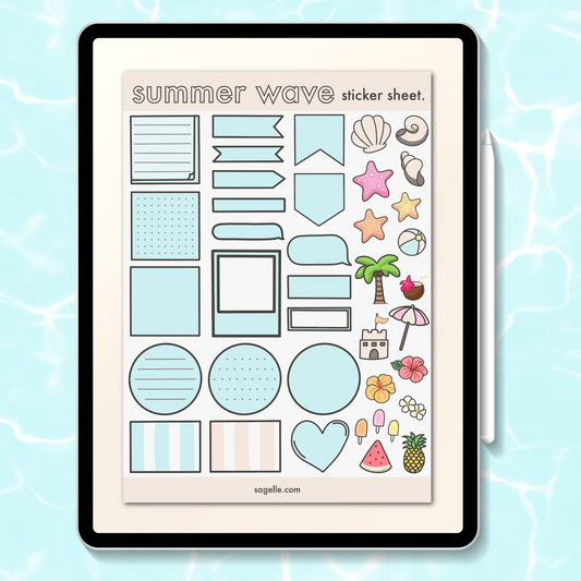 summer wave sticker sheet. - sagelle.