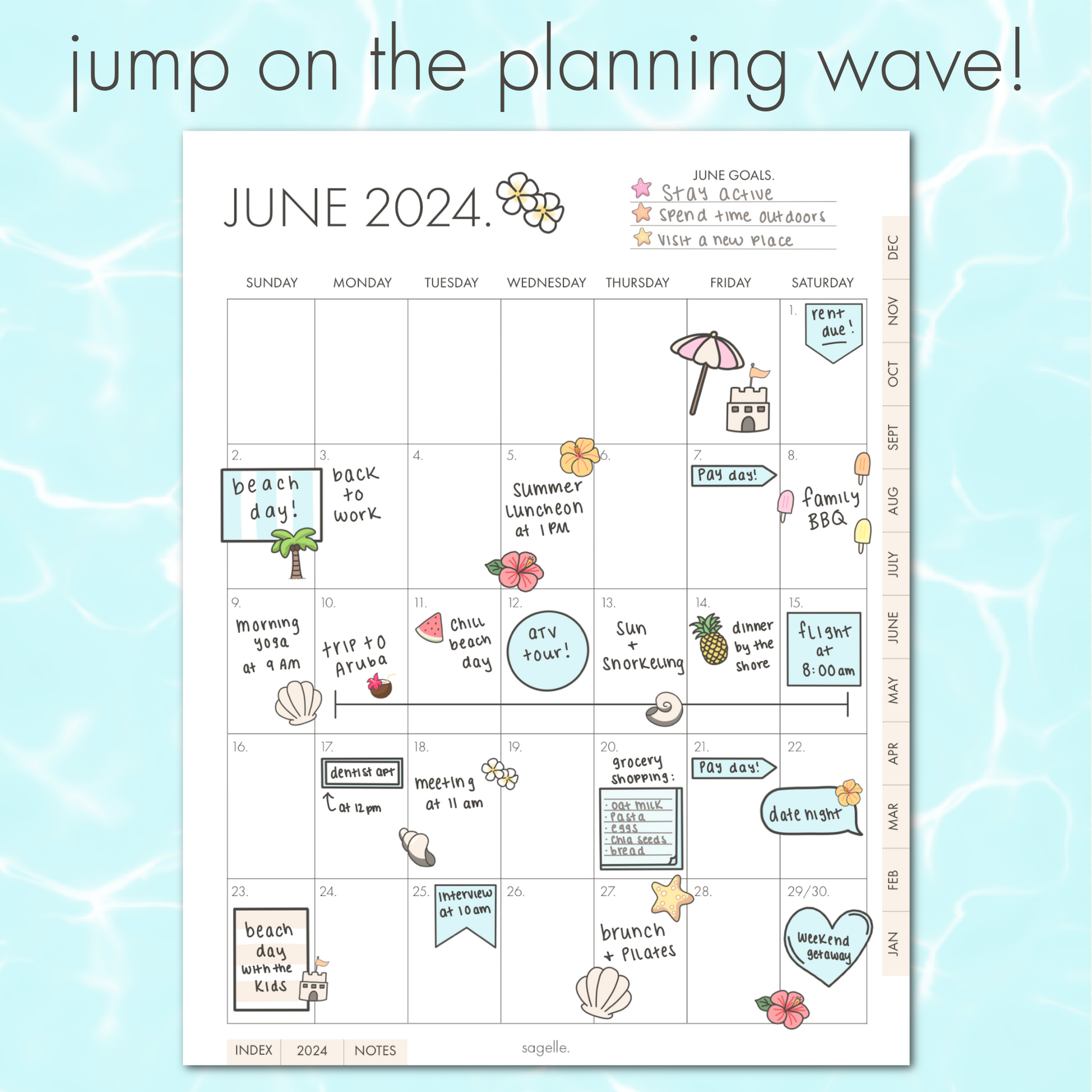 summer wave sticker sheet. - sagelle.