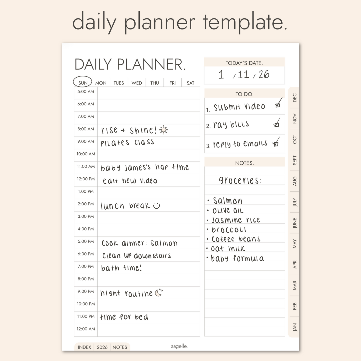 sagelle 2026 digital planner.