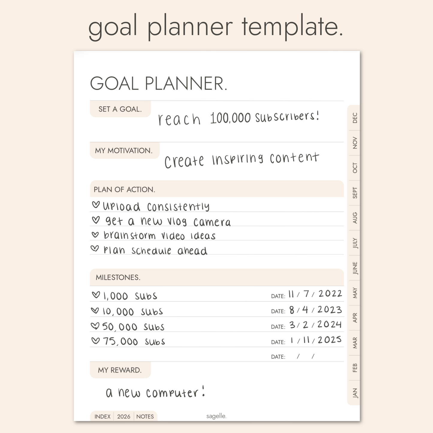 sagelle 2026 digital planner.