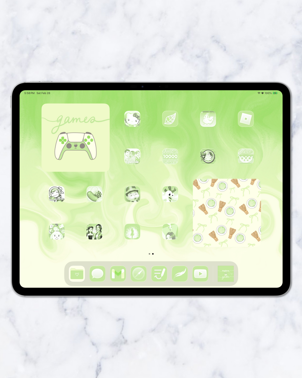 matcha girlie theme pack | ipad.