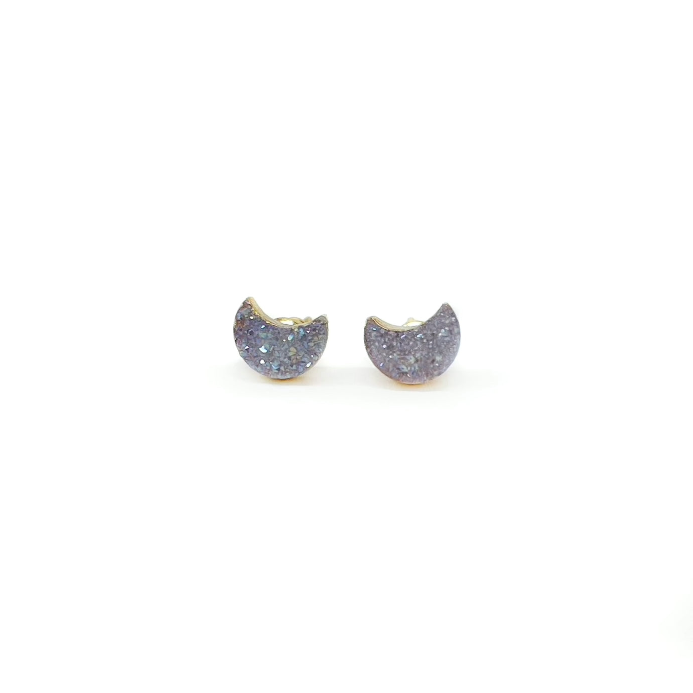 druzy moon earrings - Camarda Crystals